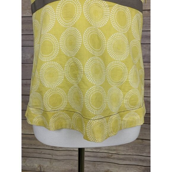 Boden UK Size 10 Blouse Sleeveless Yellow Ribbon Detail Circle Design Zip Side - Picture 3 of 11